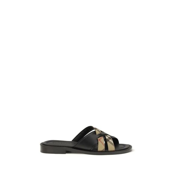 BURBERRY Other - Burberry Men Drift Leather And Check Sandals